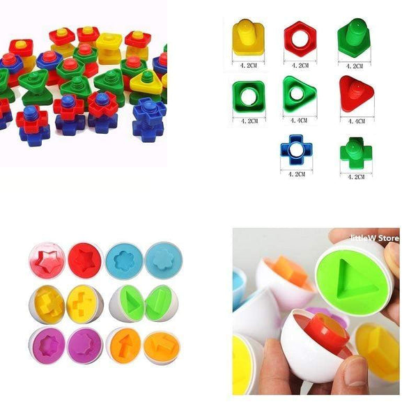Planet Gates 12PCS Montessori Learning Education Math Toys Kids Match Smart Eggs Screws 3D Puzzle Game For Children Educational Toys