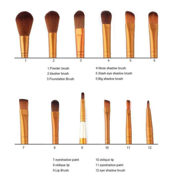 Planet Gates 12Pcs Nake  Brushes Cosmetics tools NK3 Rose Gold Face Eyeshadow Eyeliner Lip Brush Set Tool Pinceis Maquiage Make Up