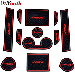 Planet Gates 12Pcs Non-Slip Interior Door Pad Cup Mat Door Gate Slot Mat Case For Mitsubishi ASX 2013-2018 Auto Accessories Car Styling