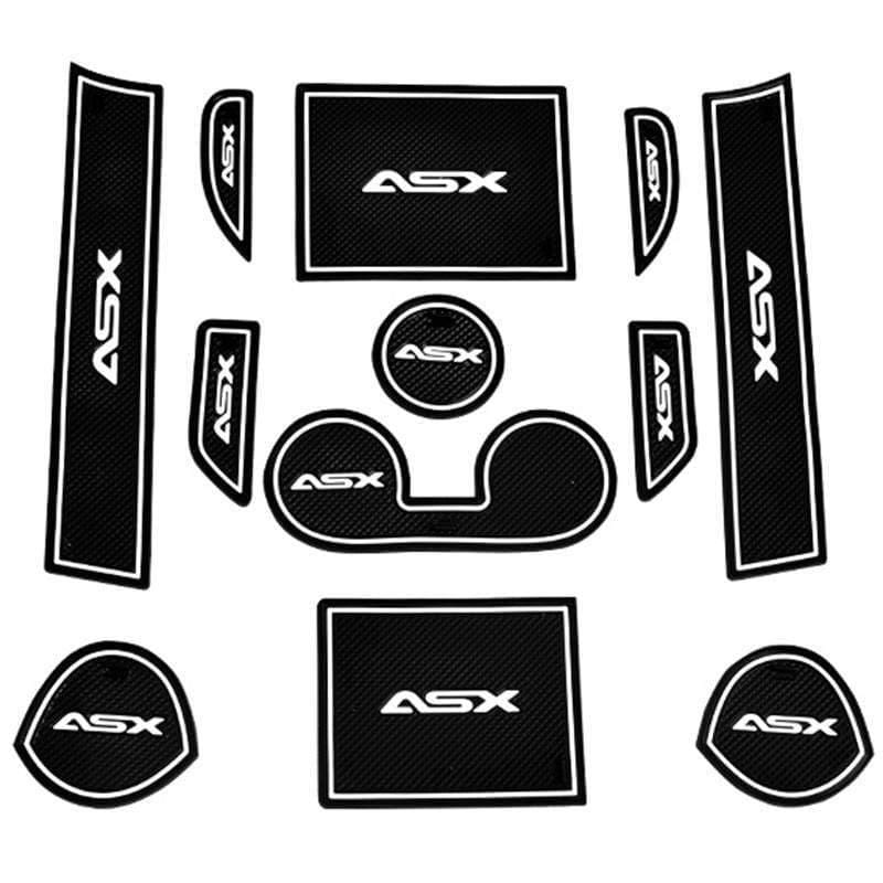Planet Gates 12Pcs Non-Slip Interior Door Pad Cup Mat Door Gate Slot Mat Case For Mitsubishi ASX 2013-2018 Auto Accessories Car Styling