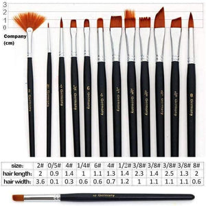 Planet Gates 12Pcs Paint Brushes Set Nylon Hair Painting Brush Variety Style Short Rod Oil Acrylic Brush Watercolor Pen Art Supplies