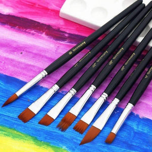 Planet Gates 12Pcs Paint Brushes Set Nylon Hair Painting Brush Variety Style Short Rod Oil Acrylic Brush Watercolor Pen Art Supplies