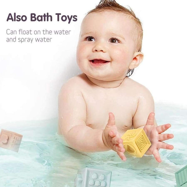 Planet Gates 12pcs/set Baby Grasp Toy Building Blocks 3D Touch Hand Soft Balls Baby Massage Rubber Teethers Squeeze Toy Bath Ball Toys