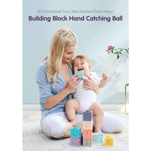 Planet Gates 12pcs/set Baby Grasp Toy Building Blocks 3D Touch Hand Soft Balls Baby Massage Rubber Teethers Squeeze Toy Bath Ball Toys