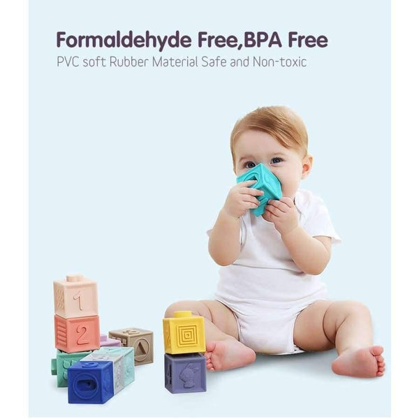 Planet Gates 12pcs/set Baby Grasp Toy Building Blocks 3D Touch Hand Soft Balls Baby Massage Rubber Teethers Squeeze Toy Bath Ball Toys