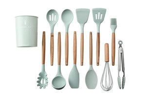 12pcs/set Cooking Utensil Set Silicone Spaghetti Tong /Food Clip/ Oil Brush /Spatula/ Egg Beater/Container Kitchen Tool