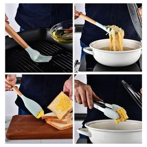 12pcs/set Cooking Utensil Set Silicone Spaghetti Tong /Food Clip/ Oil Brush /Spatula/ Egg Beater/Container Kitchen Tool