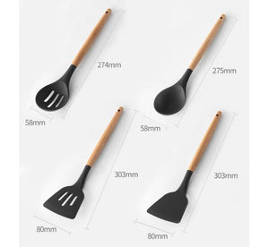 12pcs/set Cooking Utensil Set Silicone Spaghetti Tong /Food Clip/ Oil Brush /Spatula/ Egg Beater/Container Kitchen Tool