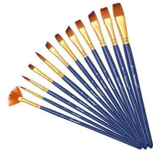 Planet Gates 12pcs/set Different Shape Nylon Hair Paint Brushes Artist Oil Watercolor Painting Brush For Professional Art Supplies