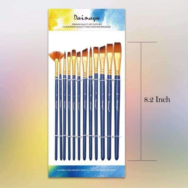 Planet Gates 12pcs/set Different Shape Nylon Hair Paint Brushes Artist Oil Watercolor Painting Brush For Professional Art Supplies