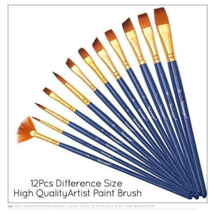 Planet Gates 12pcs/set Different Shape Nylon Hair Paint Brushes Artist Oil Watercolor Painting Brush For Professional Art Supplies