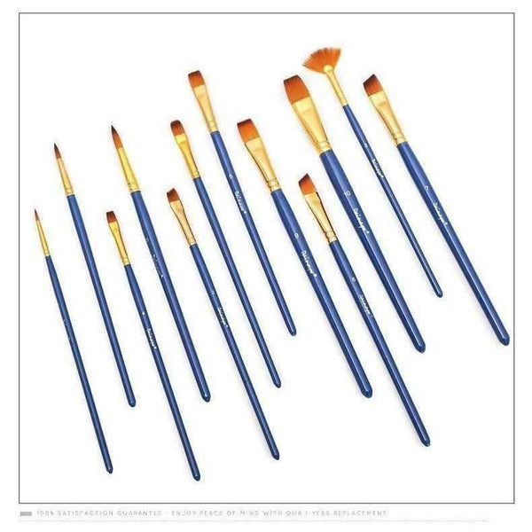 Planet Gates 12pcs/set Different Shape Nylon Hair Paint Brushes Artist Oil Watercolor Painting Brush For Professional Art Supplies