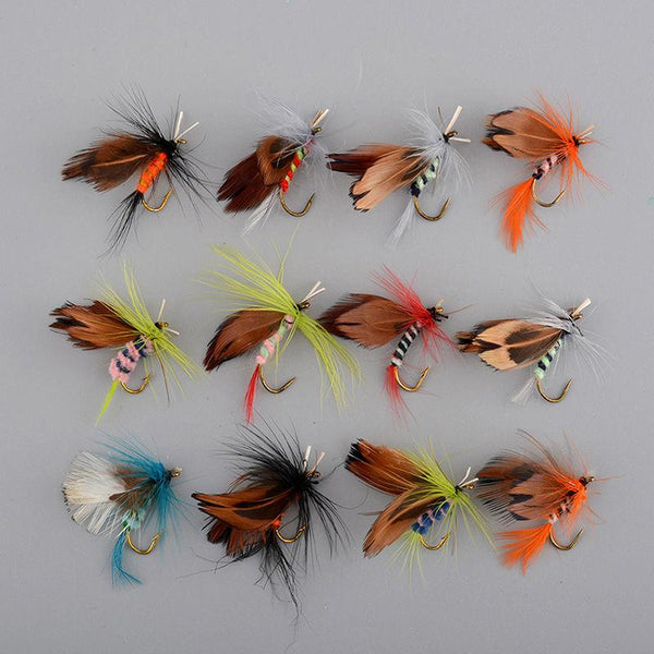 Planet Gates 12Pcs/Set Insects Flies Fly Fishing Lures Bait High Carbon Steel Hook Fish Tackle With Super Sharpened Crank Hook Perfect Decoy