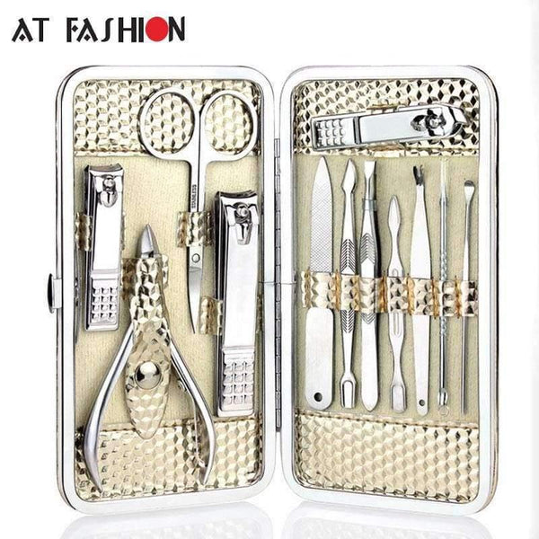 Planet Gates 12pcs Stainless steel Manicure Set Nail Care Tools Pedicure Nail Clipper Kit with Mini Finger Nail Cutter Clipper File Scissor