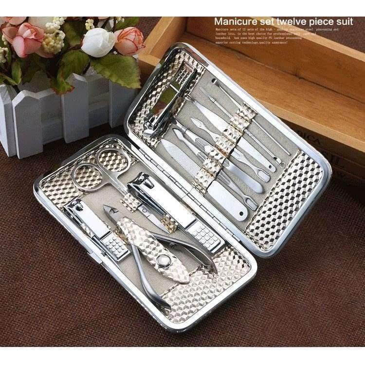 Planet Gates 12pcs Stainless steel Manicure Set Nail Care Tools Pedicure Nail Clipper Kit with Mini Finger Nail Cutter Clipper File Scissor