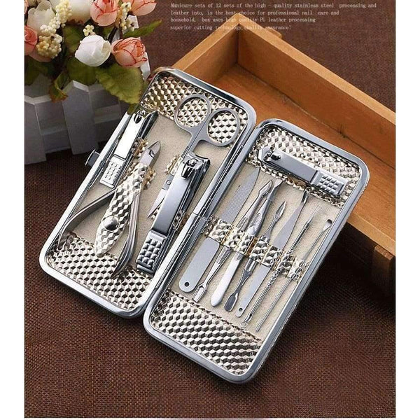 Planet Gates 12pcs Stainless steel Manicure Set Nail Care Tools Pedicure Nail Clipper Kit with Mini Finger Nail Cutter Clipper File Scissor