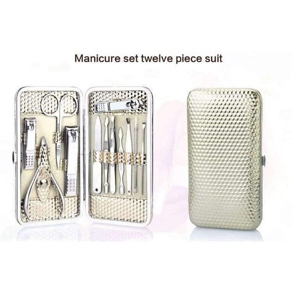 Planet Gates 12pcs Stainless steel Manicure Set Nail Care Tools Pedicure Nail Clipper Kit with Mini Finger Nail Cutter Clipper File Scissor