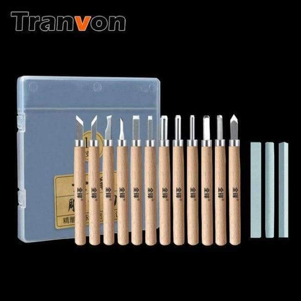 Planet Gates 12Psc TRANVON 4/6/10/12pcs grinds Professional Carving Knife Wood DIY Hand Chisels Knife Craft Tools Set Sculpture Tools QF-A0167