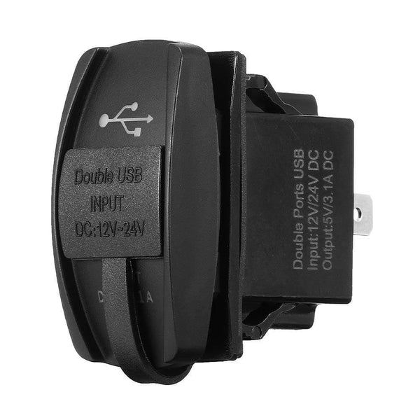 Planet Gates 12V & 24V ATV USB Charger Backlit Rocker Switch for Can am for John Deer for Polaris RZR 900 800 1000 Motorcycle Charging