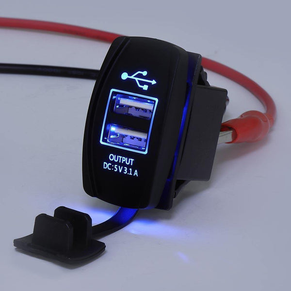 Planet Gates 12V & 24V ATV USB Charger Backlit Rocker Switch for Can am for John Deer for Polaris RZR 900 800 1000 Motorcycle Charging