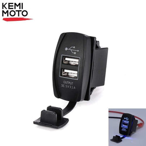 Planet Gates 12V & 24V ATV USB Charger Backlit Rocker Switch for Can am for John Deer for Polaris RZR 900 800 1000 Motorcycle Charging