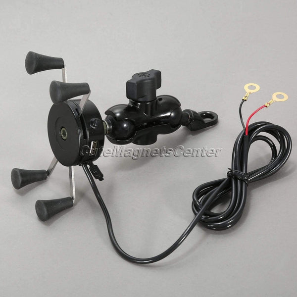 Planet Gates 12V 3.5-6inch X-Grip Motorcycle Bike For Mobile Phone GPS Stand Holder USB Charger Power Outlet Socket Handlebar Rail Mount Car