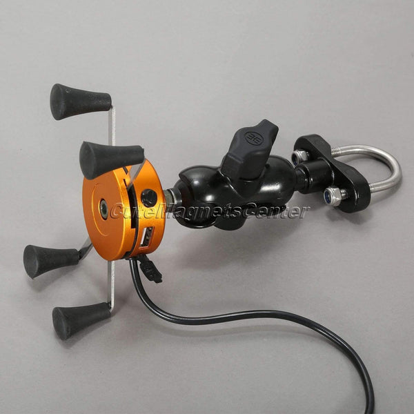Planet Gates 12V 3.5-6inch X-Grip Motorcycle Bike For Mobile Phone GPS Stand Holder USB Charger Power Outlet Socket Handlebar Rail Mount Car