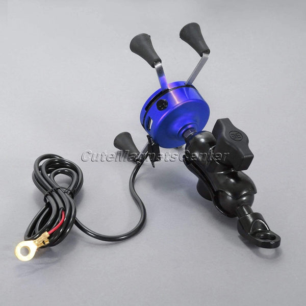 Planet Gates 12V 3.5-6inch X-Grip Motorcycle Bike For Mobile Phone GPS Stand Holder USB Charger Power Outlet Socket Handlebar Rail Mount Car
