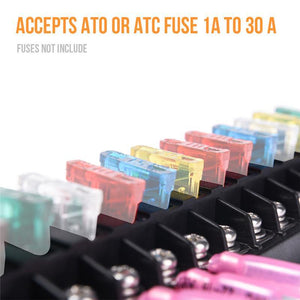 Planet Gates 12V-32V 6-Way 12-Way Car Truck Vehicle Blade Fuse Block Automotive Universal Circuit Standard Terminal Fuse Box Holder