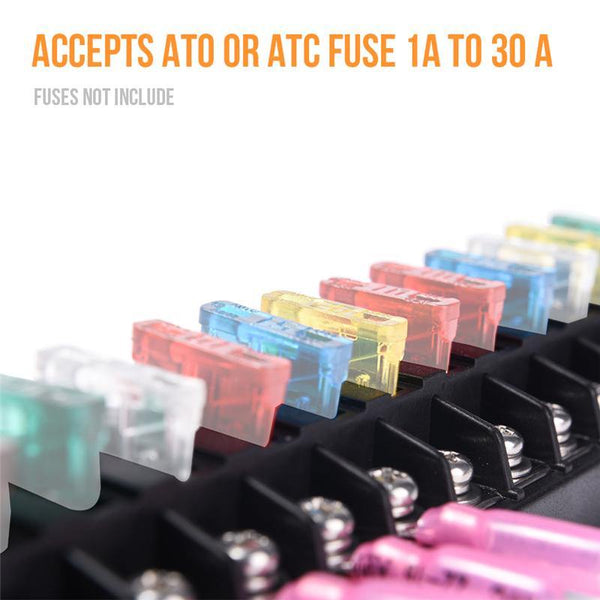 Planet Gates 12V-32V 6-Way 12-Way Car Truck Vehicle Blade Fuse Block Automotive Universal Circuit Standard Terminal Fuse Box Holder