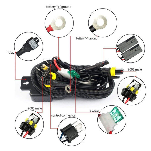 Planet Gates 12V 35W 55W HID Bi xenon H4 Wire Harness Controller for Car Headlight Retrofit connect hid bixenon projector lens