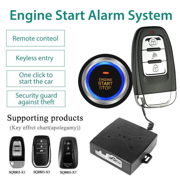 Planet Gates 12V Anti-theft Keyless Start System Remote Alarm System Alarm Keyless Entry Starter Auto Car SUV Start Button Car Accessories