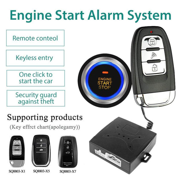 Planet Gates 12V Anti-theft Keyless Start System Remote Alarm System Alarm Keyless Entry Starter Auto Car SUV Start Button Car Accessories