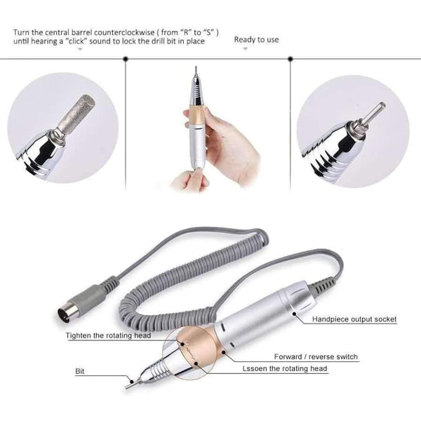Planet Gates 12V Stainless Steel Professional Electric Nail Art Drill Pen Pedicure Machine For Manicure File Polish Nail Art Tools