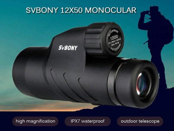 Planet Gates 12x50 Monocular BaK4 Prism Full Multi-coated Monoculars IPX7 Waterproof Telescopes Camping Hiking Hunting Spyglass F9338D