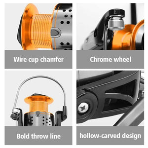 Planet Gates 13 / 1000 Series Spinning fishing reel 13BB No gap FA3000 4000 6000 All metal wheel 8KG Pike Orange black Spinning reel High Speed wheel carp