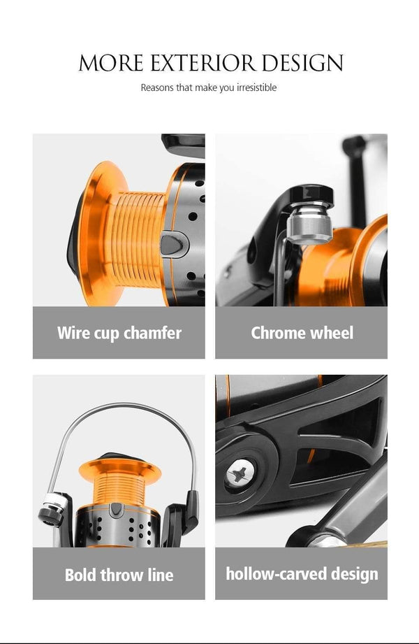 Planet Gates 13 / 1000 Series Spinning fishing reel 13BB No gap FA3000 4000 6000 All metal wheel 8KG Pike Orange black Spinning reel High Speed wheel carp