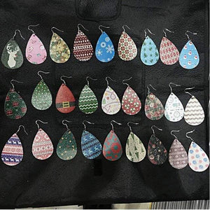 Planet Gates 13 30pair/lot New Teardrop PU Leather Earrings Sequins Looking Various Looking Various Multi Colors Bohemia Water Drop Earring