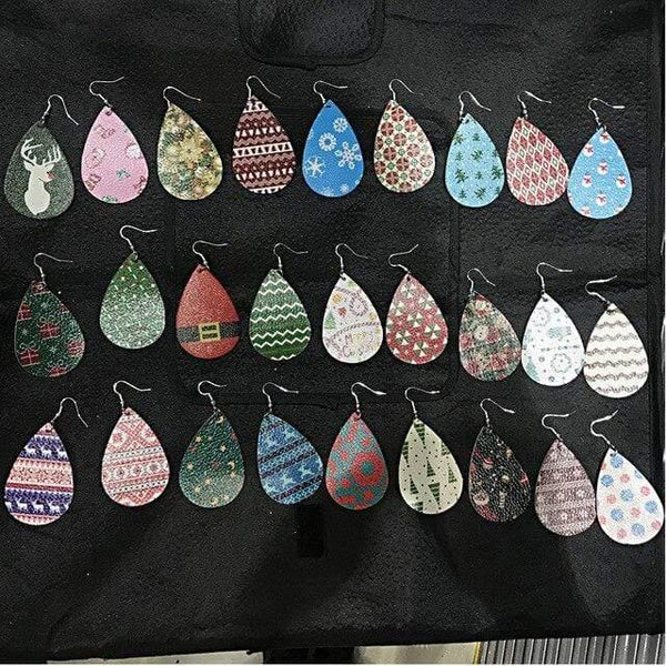 Planet Gates 13 30pair/lot New Teardrop PU Leather Earrings Sequins Looking Various Looking Various Multi Colors Bohemia Water Drop Earring