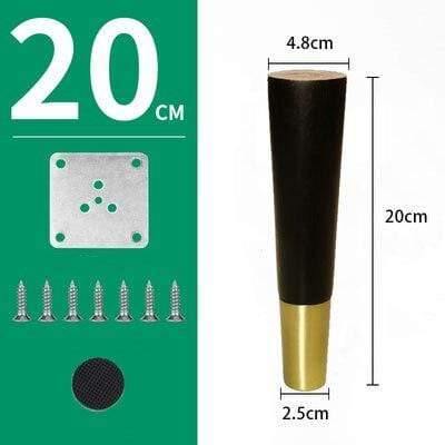 4pcs/lot Wood Legs TV Cabinet Support Sofa Legs Furniture Accessory Brass Gold Cups Solid Wooden Feet