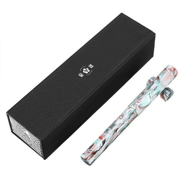 Planet Gates Dark Rose Red / as picture Business Fountain Pen Acrylic Resin Fine Nib Pen with Box for  Christmas Gift Wedding Signing Office Supplies