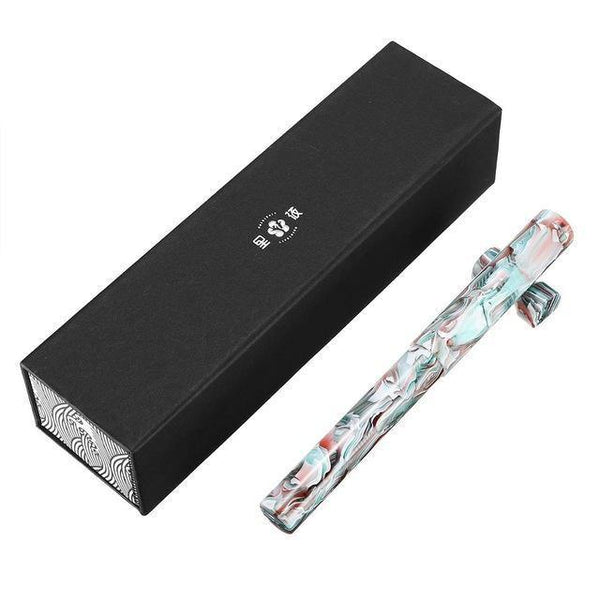 Planet Gates 13 / as picture Business Fountain Pen Acrylic Resin Fine Nib Pen with Box for  Christmas Gift Wedding Signing Office Supplies