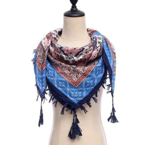 Planet Gates 13-blue New brand women scarf square cotton shawls and wraps lady pashmina Tassels Bohemia foulard winter female bandana hijabs