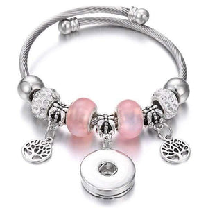 Planet Gates 13 Bracelets for 18mm Snaps Jewelry Elastic Silver Beaded Snap Bracelet Bangles Fit Snap Buttons Jewelry Charms Bracelet