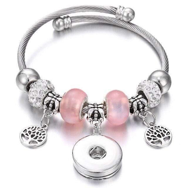 Planet Gates 13 Bracelets for 18mm Snaps Jewelry Elastic Silver Beaded Snap Bracelet Bangles Fit Snap Buttons Jewelry Charms Bracelet