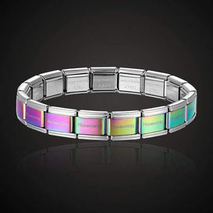 Planet Gates 13 / Each  1CM All 18PCS Theresa brand namination jewelry popular style stainless steel bracelet letter and stretch fashion bangle for everybody jewelry