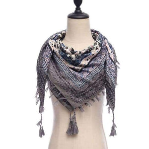 Planet Gates 13-gray New brand women scarf square cotton shawls and wraps lady pashmina Tassels Bohemia foulard winter female bandana hijabs