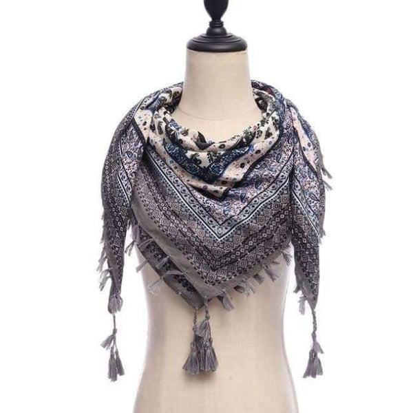 Planet Gates 13-gray New brand women scarf square cotton shawls and wraps lady pashmina Tassels Bohemia foulard winter female bandana hijabs