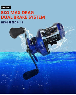 Planet Gates 13 / Left Hand / China 8.1:1 Ratio Dual Brake System Baitcasting Reel 8kg Drag Power 12+1 BB Lure Fishing Reel for Saltwater Fishing Wheel