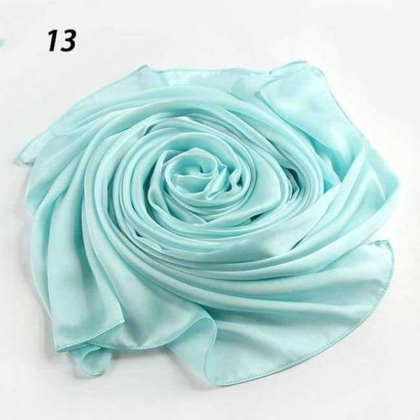 Planet Gates 13 Light Blue / One Size Women Spring Silk Scarf Soft Smooth Solid Color Long Shawl Summer Beach Cover-Up Wraps Sun-Protective Scarves 90*180